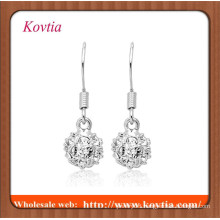 fashion fake diamond ball pendant earring handmade silver crochet earring